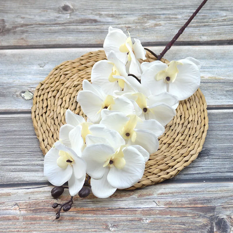 Real Touch Flowers Decoration 9 Heads Artificial Phalaenopsis Orchids