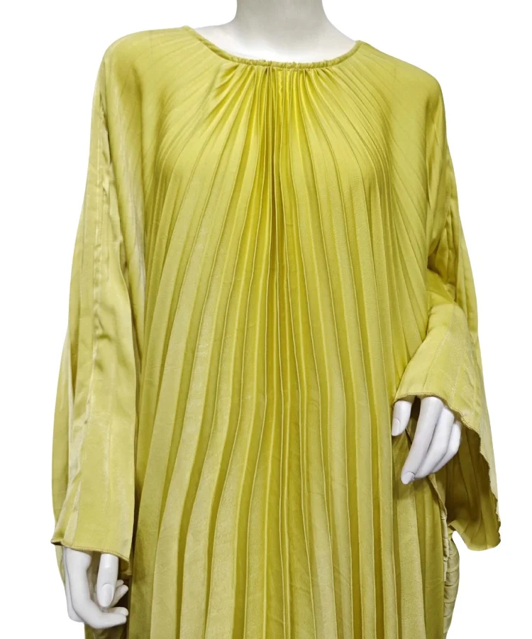 Fashion pleated robe solid color big swing dress plus-size dress Arab Dubai Muslim women islamic women clothes