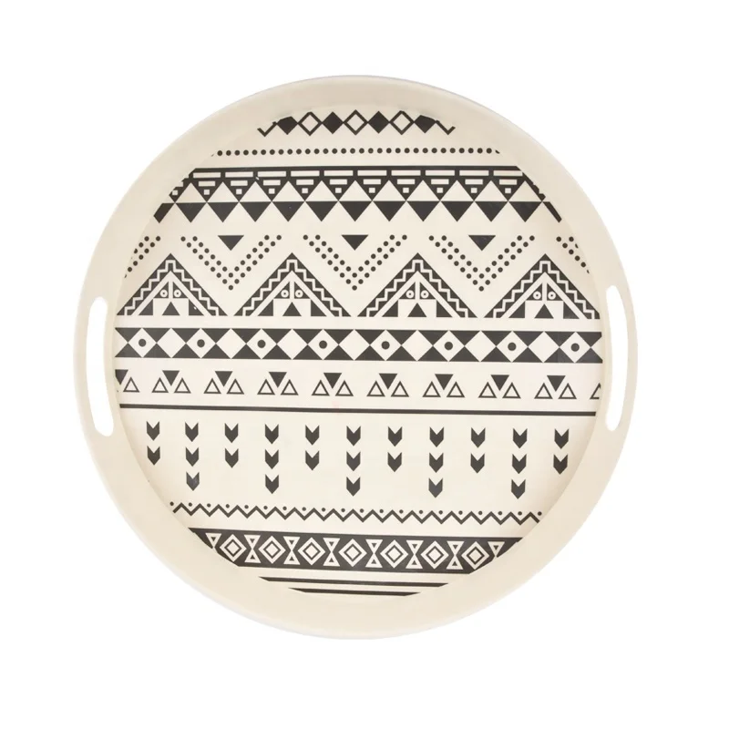 
Eco Bamboo Fiber Serving Tray Round Snack Food Tray 
