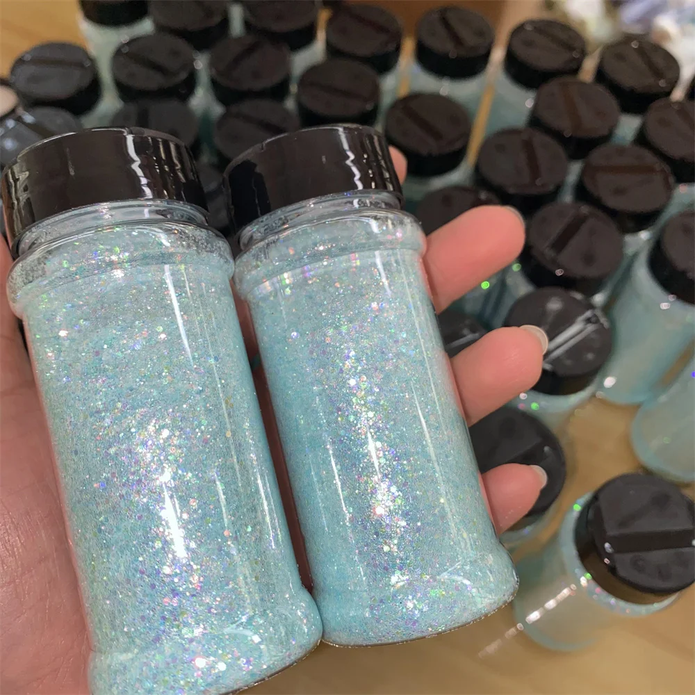 2oz shakers glitters container jars mixed Hexagon Nail Decoration Pastel Glitter Powder for nail art sequins resin craft