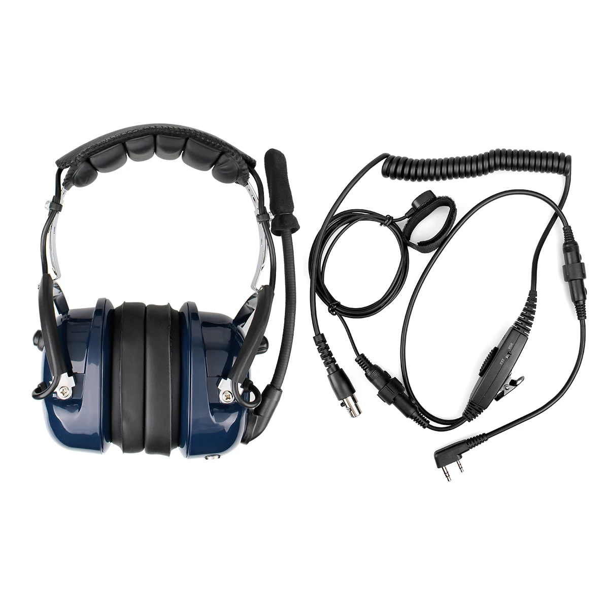 Blue VOX Volume Adjustment Speaker Noise Reduction Aviation MIC Headset with Finger PTT for Kenwood Retevis Retevis EH050K