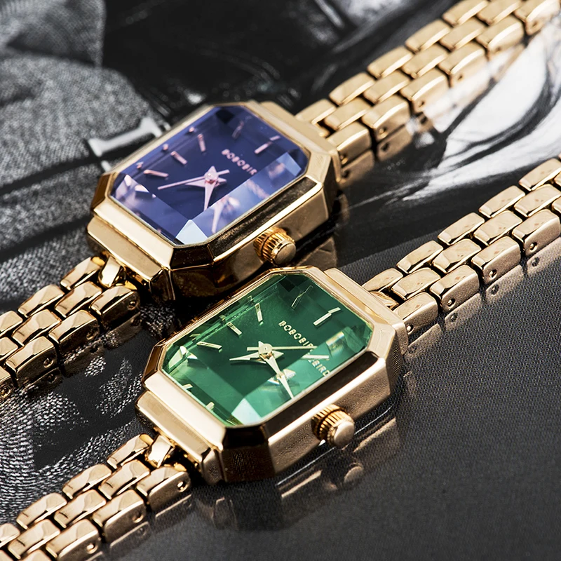 China professional girls wrist watch green steel watch automatic square wood watch in low price