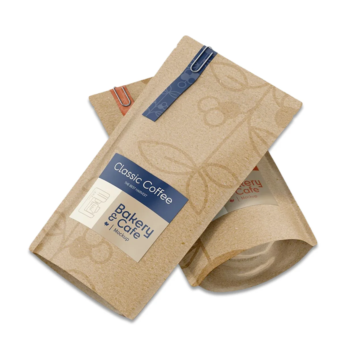 Custom Logo Printed Kraft Paper Stand Up Pouch Doypack Coffee Bags
