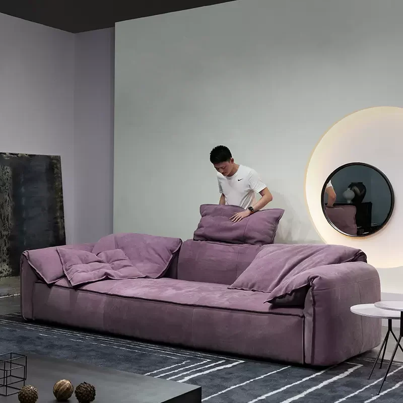 Modern luxury sofa in a box pink folding arm couch Leather sofa set Italian sectional KD sofa