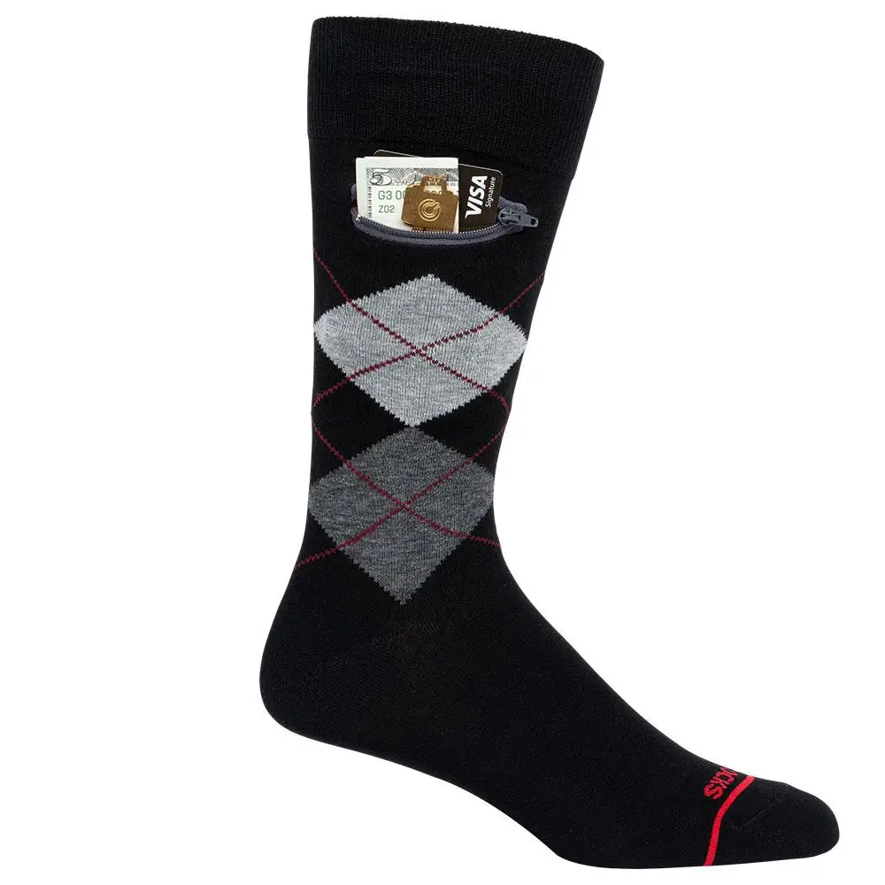 TA2521 Wholesale Comfort High Quality Mens Black Eco Friendly Bamboo Pocket Zip Cotton Socks