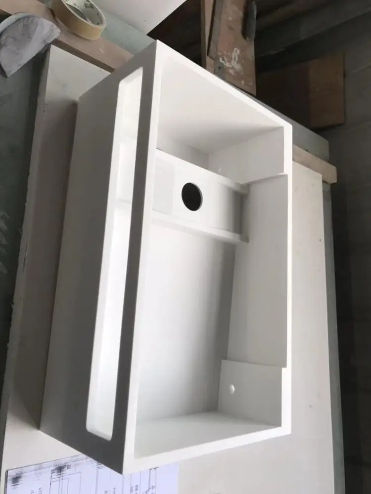 solid surface material artificial stone wall hung wash basin with cabinet for bathroom