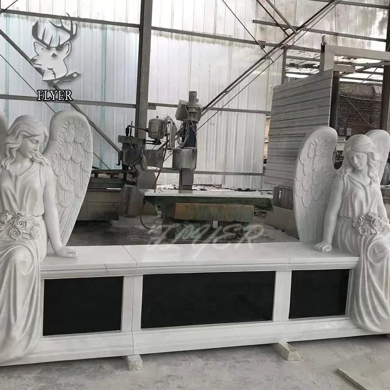 Western Style Memorial Cemetery Grave Stone Silence Angel Monument  Sunset Red Marble Angel Statue Tombstone