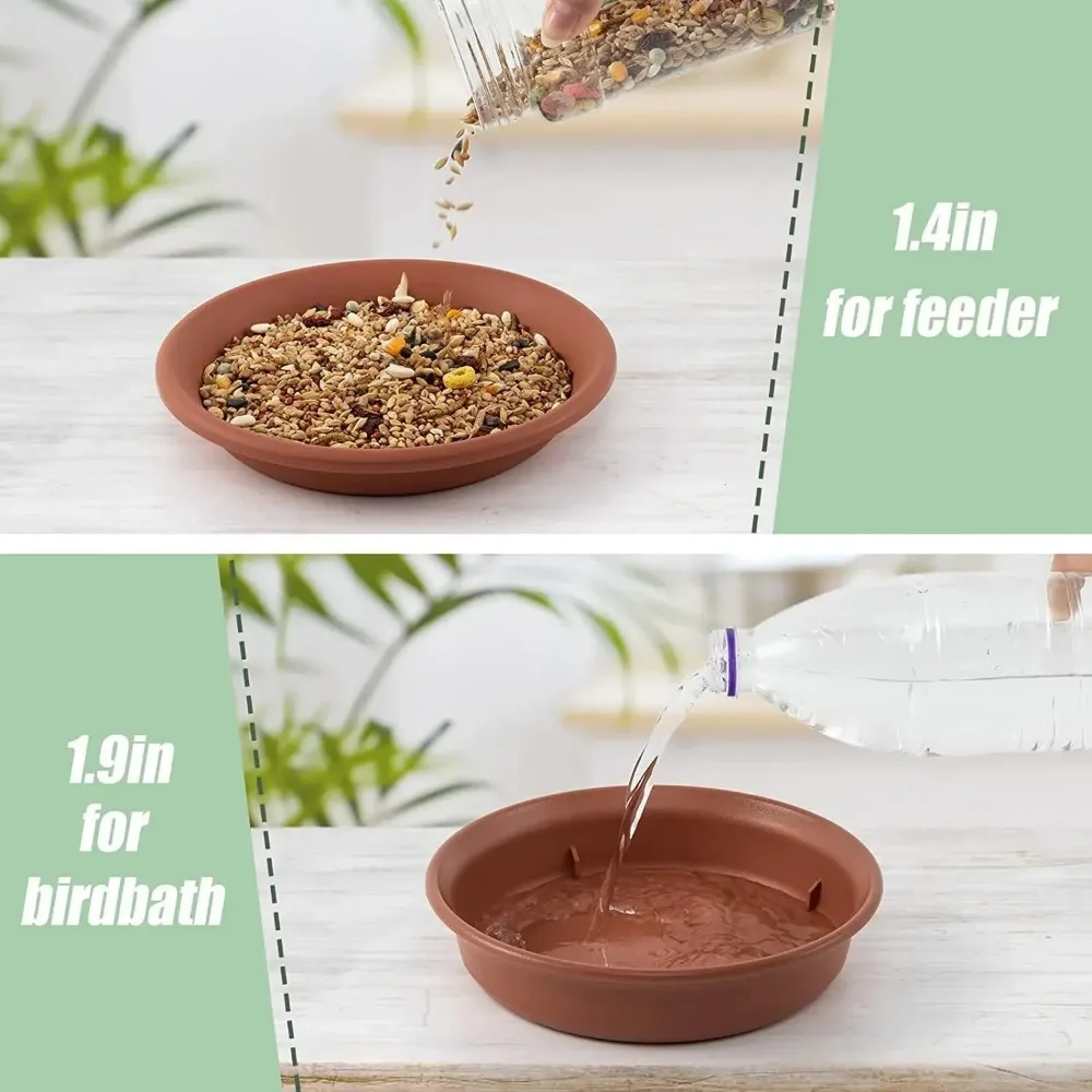2 Bird Trays Tree Mounted for Bird Feeder Bird Bath Bowl Installed on Wooden Fence Wall