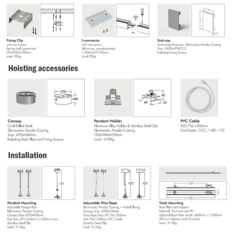Wholesales Aluminum Lighting Ceiling Office Mounted 120CM 60W Suspend LED Linear Light