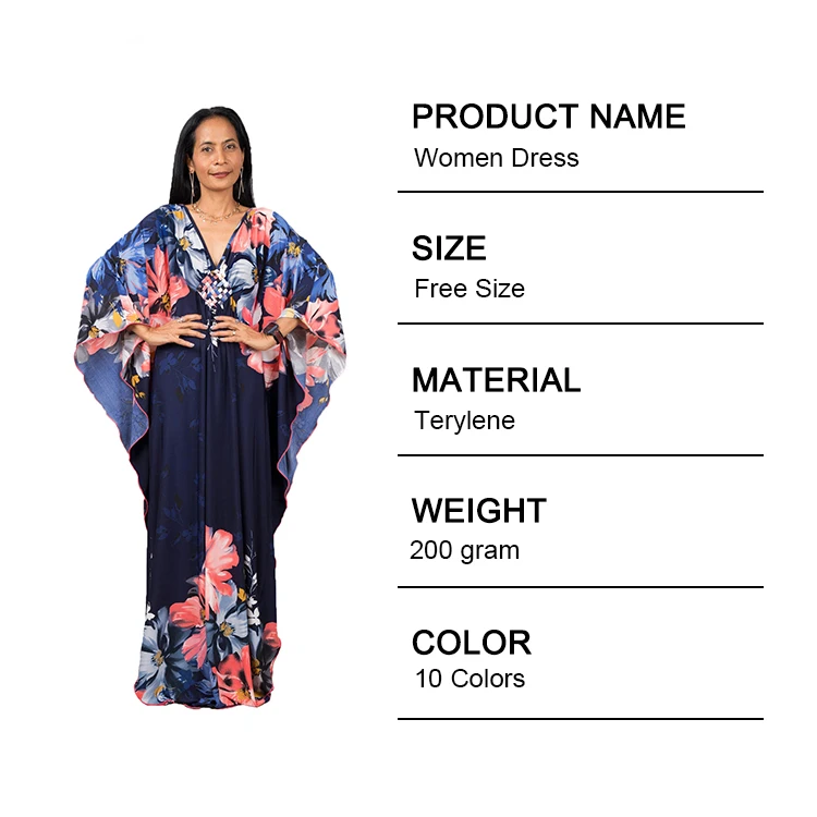 Wholesale Islamic Clothing Printed Plus Size Dubai Kaftan Dress For Muslim Women
