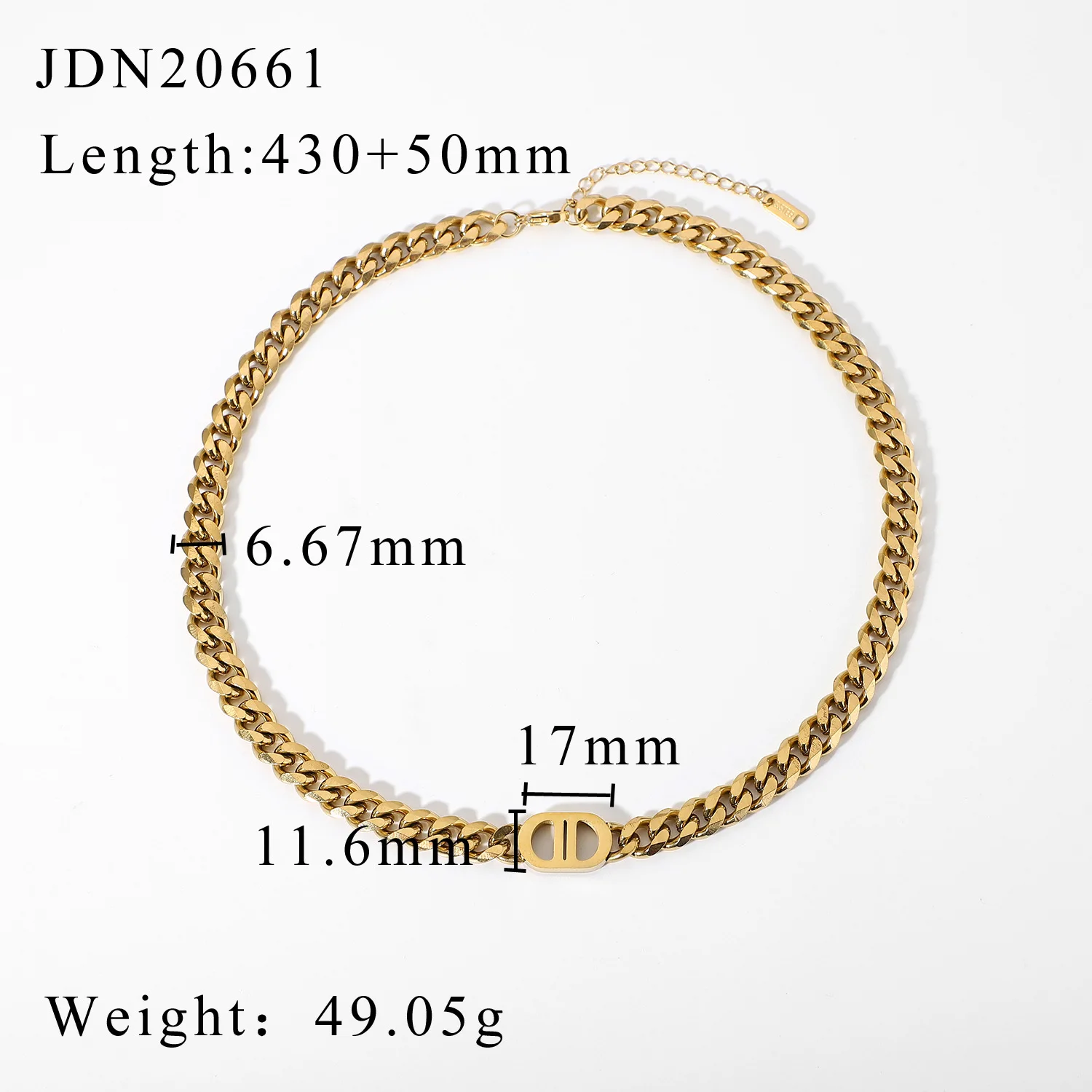 Trendy Charm Personalized Chunky Choker Chain Letter Gold Plated Jewelry Real Gold CD Necklace Stainless Steel