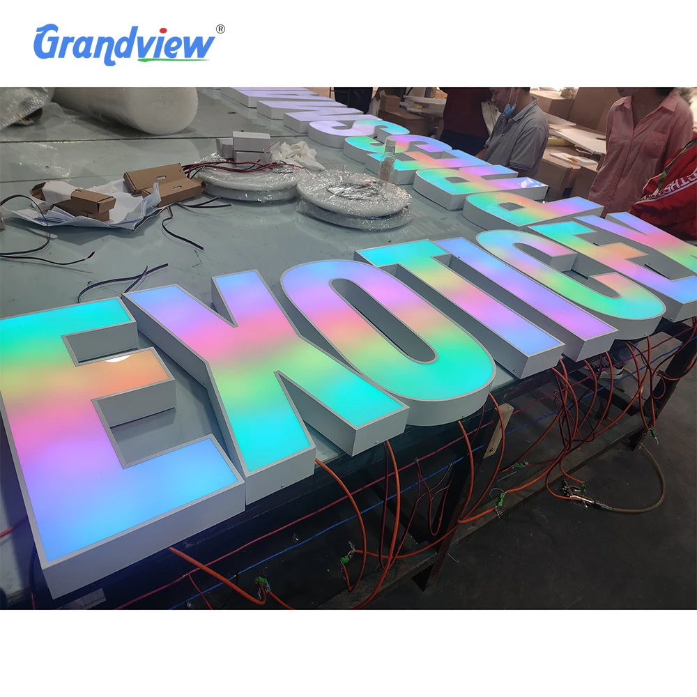 Custom Backlit Letters Sign Outdoor Business Acrylic Signage 3d Logo full color rgb led channel letter sign for Shop