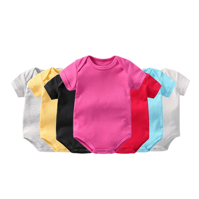 Cotton Single Jersey Outdoor Wear Boy Girl Rompers Summer Short Sleeve Bodysuit Baby