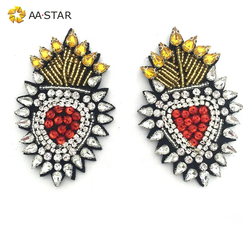 Wholesale small rhinestone patches applique crown sew-on for bag