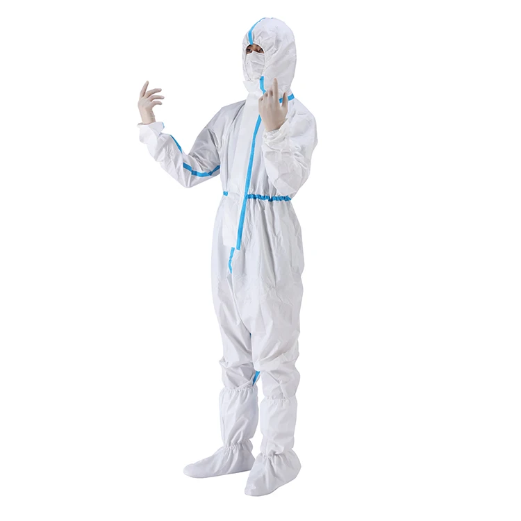 Wholesale Disposable ppe safety clothing waterproof security overalls protection suit with blue rubber