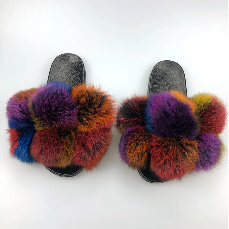 2021 Popular selling high quality beautiful warm furry slippers for women