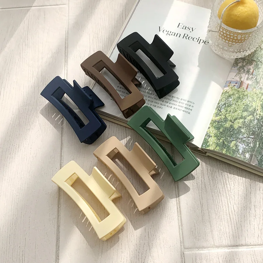 good quality PC material matte claw clips rectangle 10.5cm claw clip big hair claw clip for women
