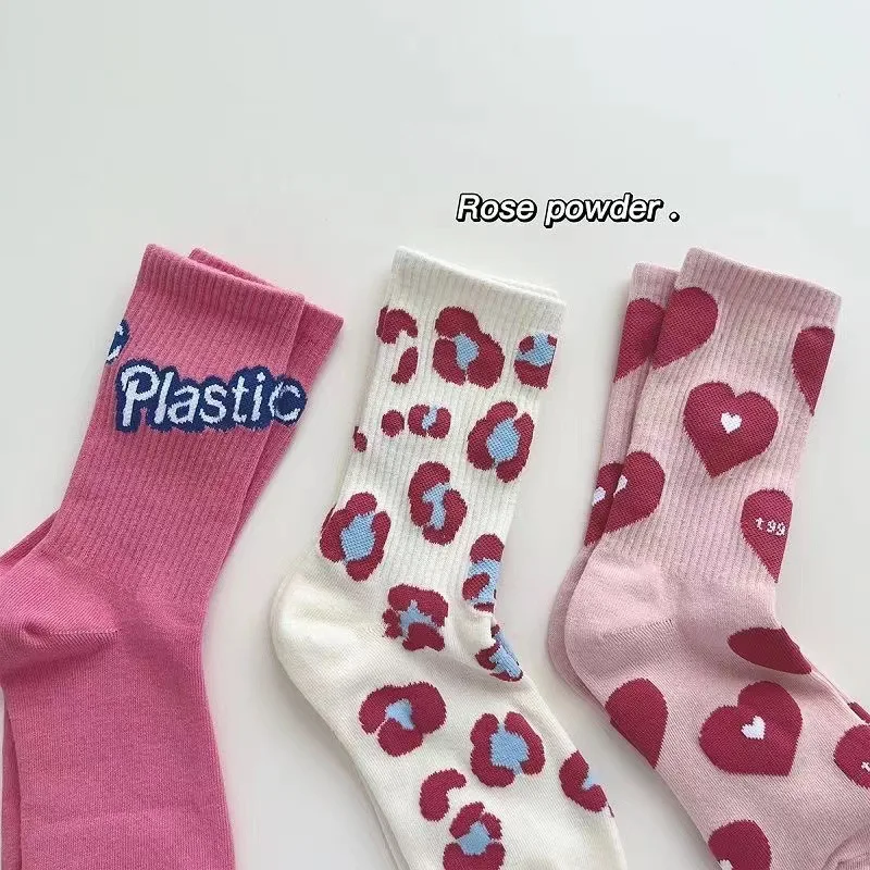 OEM Socks Embroidery Logo Sports Compression Sock Pink Cute Flowers Tube Socks For Girls