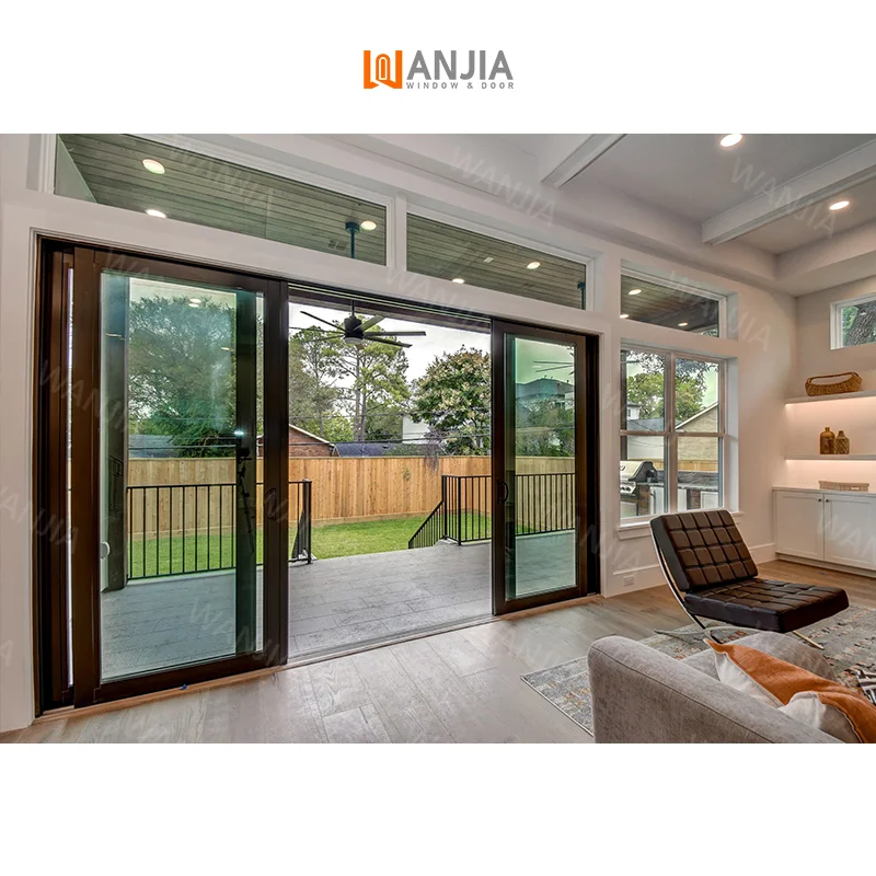 WANJIA exterior patio glass aluminium sliding doors aluminum 96 x 80 sliding glass door minimalist design sliding patio door