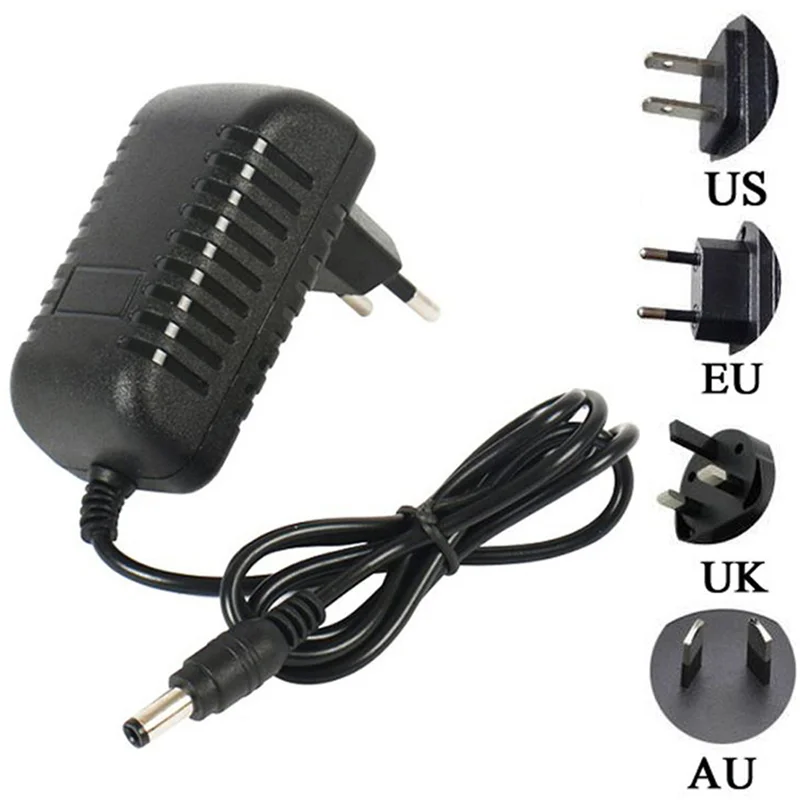 EU/US/UK/AU Plug Adapter AC 100-240V To DC 12V 2A 2000mA Power Supply 5.5mm x 2.1-2.5mm For CCTV led