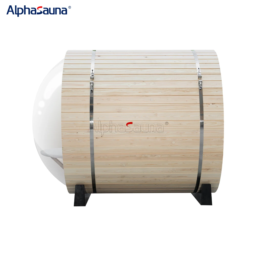 Alphasauna Outdoor Japanese Cypress Barrel Sauna 2 Person Garden Cabin Traditional Finnish Steam Sauna Room Outdoor