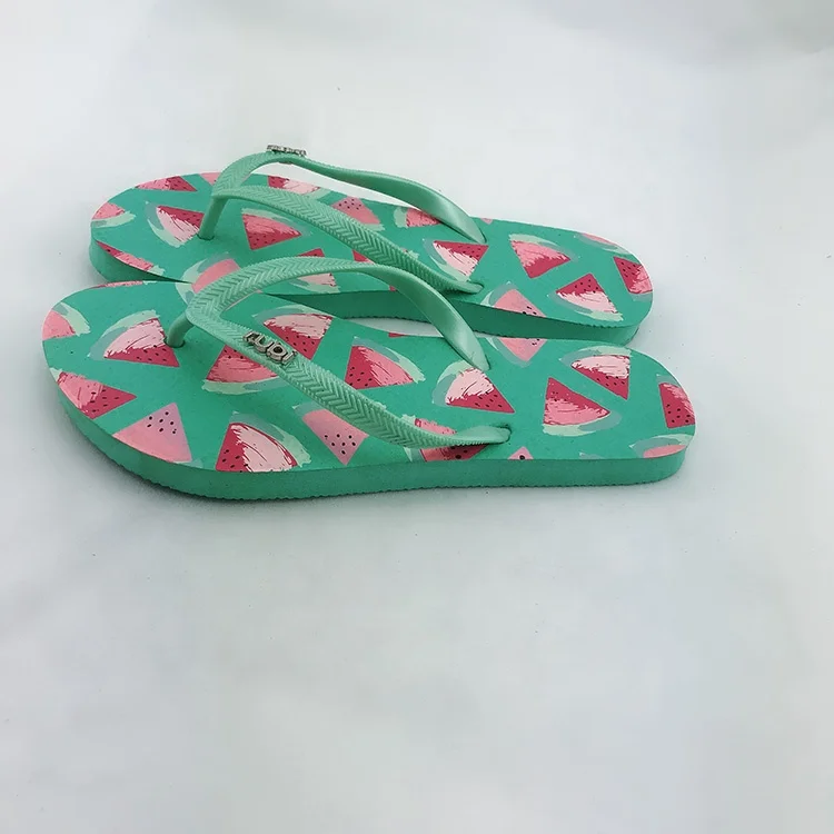 Latest design fancy multi light colors fruits printed beach chinese nude massage girls indoor flip flops
