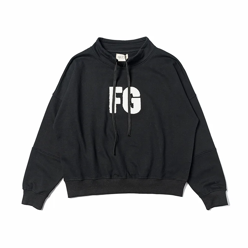 Stand up collar hoodie fear of god fog essentials FG flocking logo type cotton hoodie sweatshirts for men and women