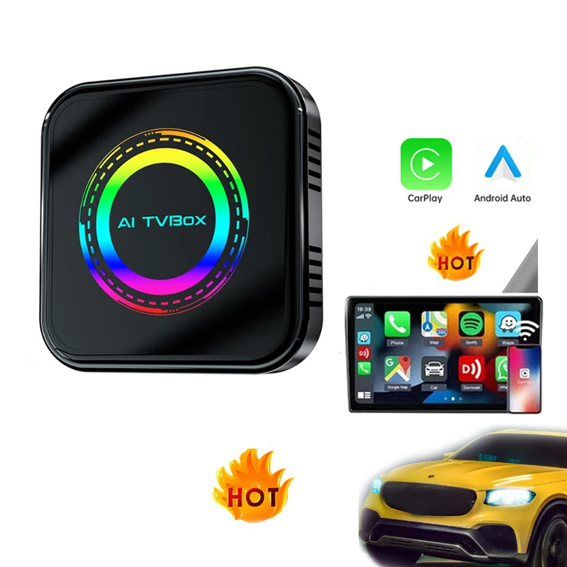 Оптовая продажа Лидер продаж 2024 3 в 1 Android 13 Smart Carplay автомобиль Ai Box M700 4 г 64 ГБ проводной беспроводной с потоковыми приложениями Youtube Netflix