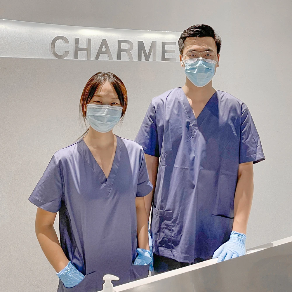  Scrubs Uniforms Sets Lastest DWR Durable Water Repellant Nursing Doctor Uniform For Medical Hospital Beauty
