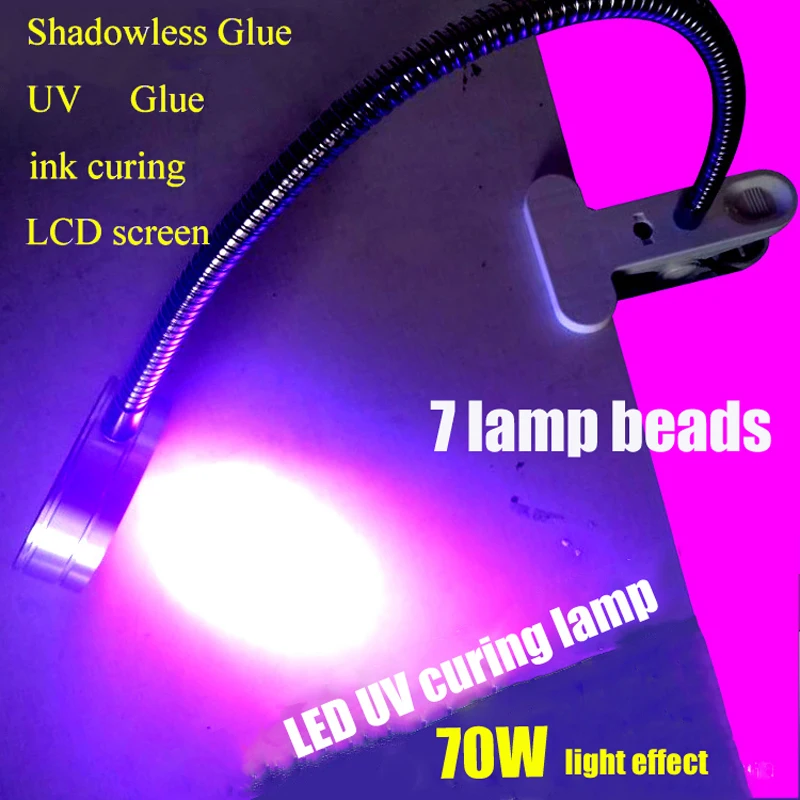 UV glue curing lamp led ultraviolet green oil curing lamp mobile phone repair repair shadowless glue nail inspection 7W