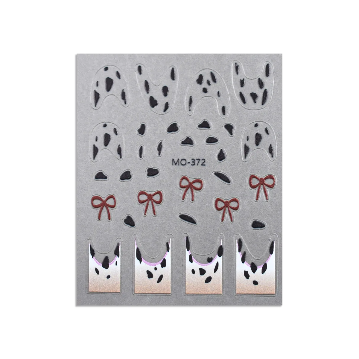 New French Gradient Leopard Kt Relief Sweet Cool Style Summer Black Skin Kitty Cat Bow 2D 3D Nail Sticker