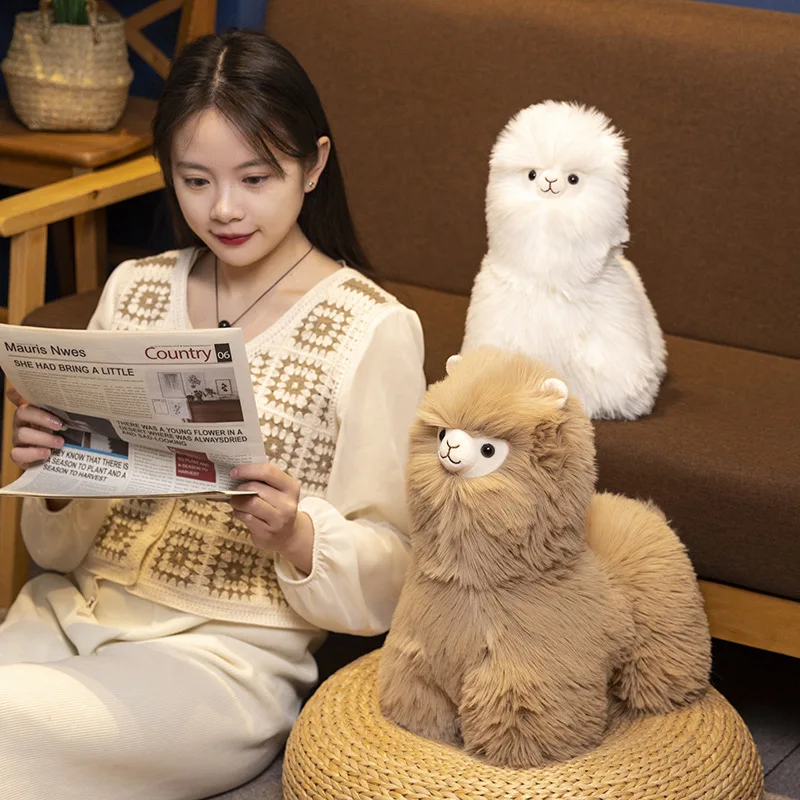 Alpaca Standing Handmade Plush Toy Doll Soft Cute Standing Alpaca Toy