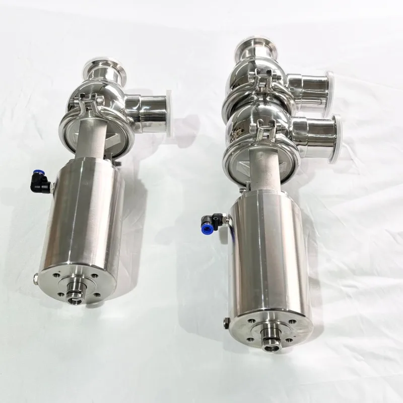 1-2inch Factory 2 way 3 way Air/Spring Actuated Sanitary Stop/Reversing Valve Stainless Steel 304/316L