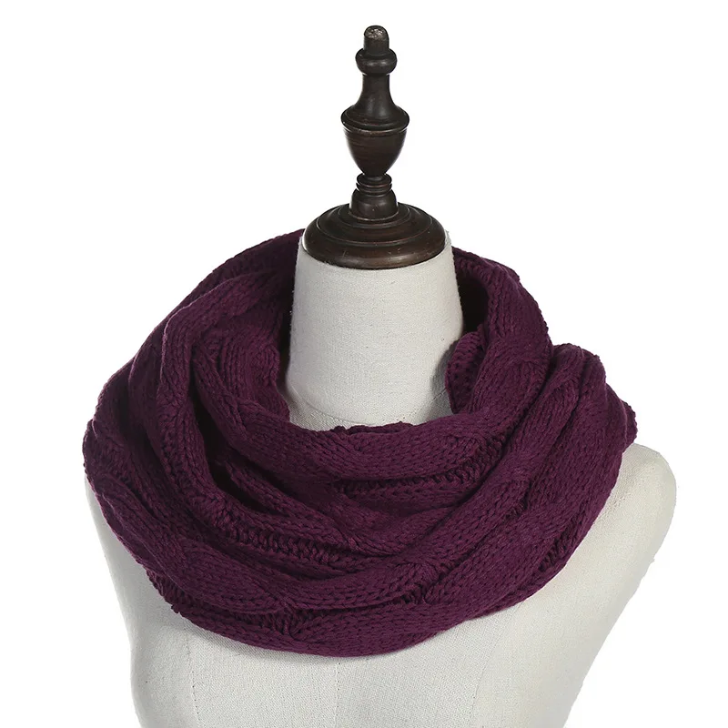 Women winter Knitted Snood Scarf Winter Infinity Scarves Neck Circle Cable Warm Soft Ring