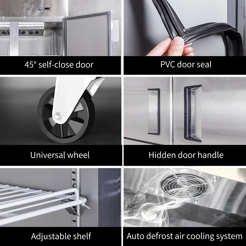 Commercial Direct Cooling System 4 Door Reach-in Restaurant Kitchen Fridge Vertical Refrigerator