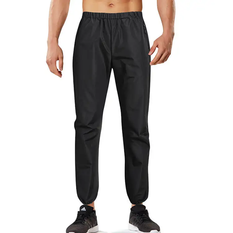 Wholesale Men High Waist Sliver Coating Workout Hot Sweat Sauna Pants With Side Pocket