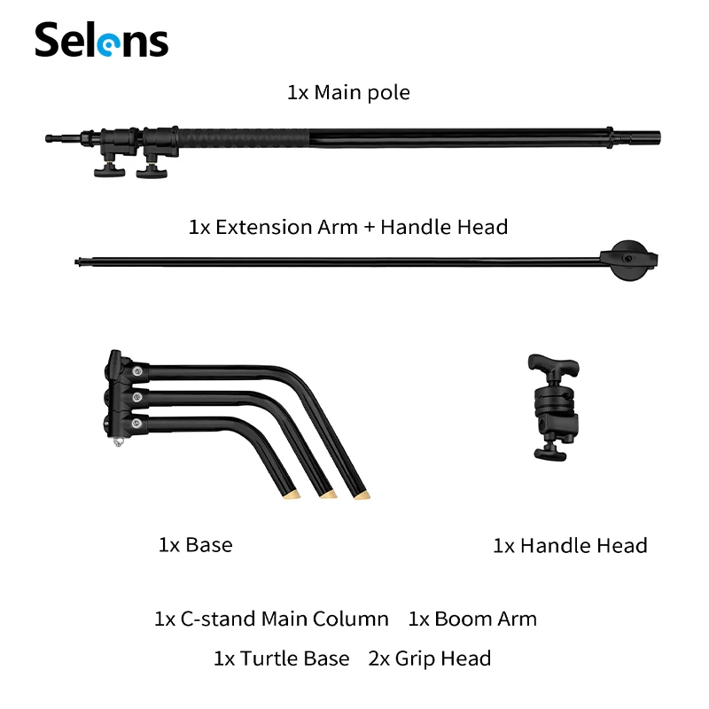 Selens C-type Photography Light Stand Heavy Duty Black For Photo Video Studio Equipment