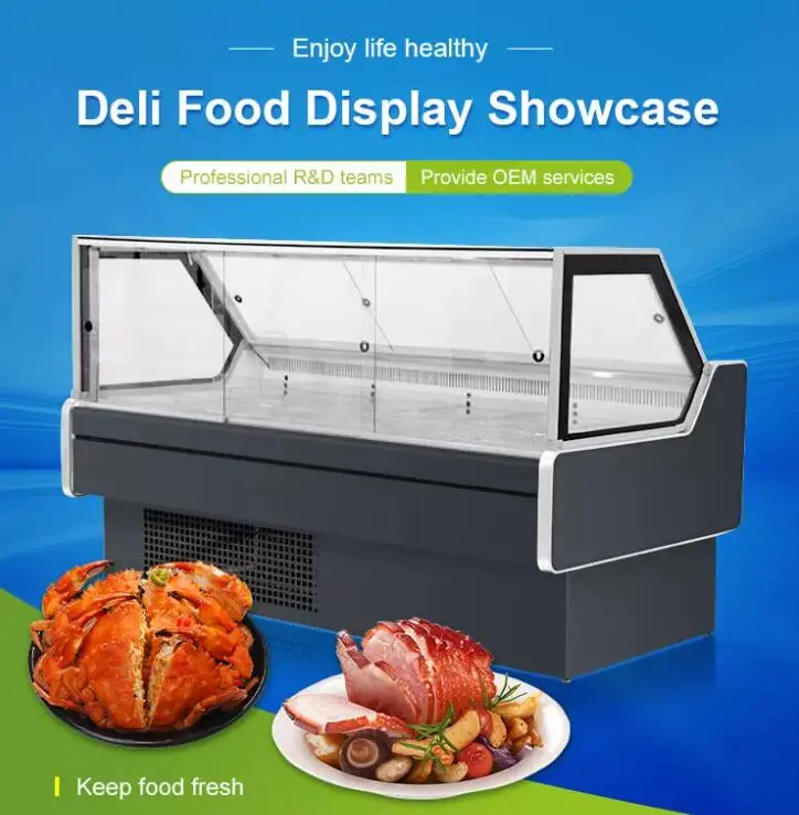 Custom Stainless Steel Chicken Frozen Food Meat Display Freezer for Supermarket