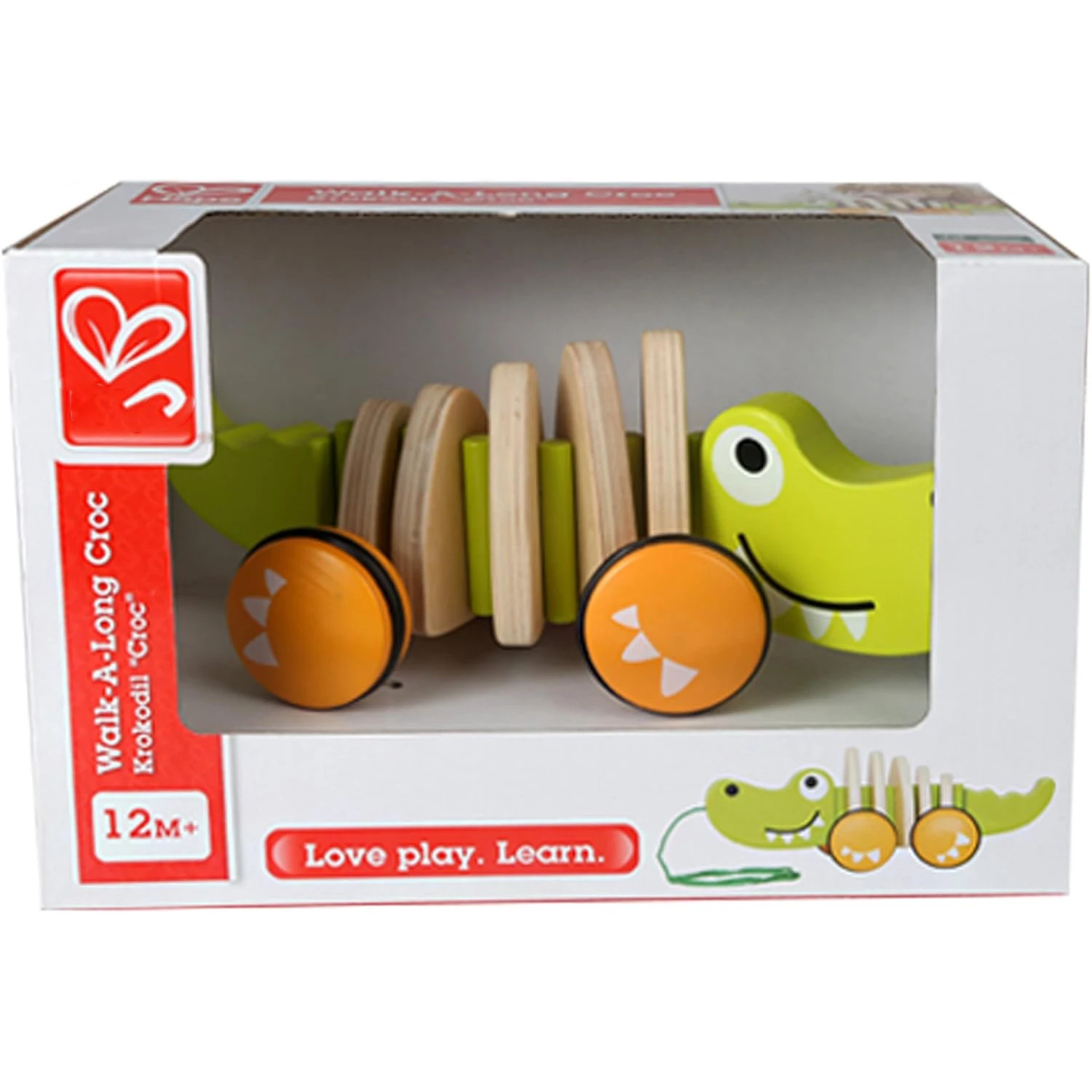 Walk-A-Long Croc Toddler Wooden Pull Along Toy Toddlers 1-3 Pull String Toy Toddler Push for Walking Pull Along Car Toys