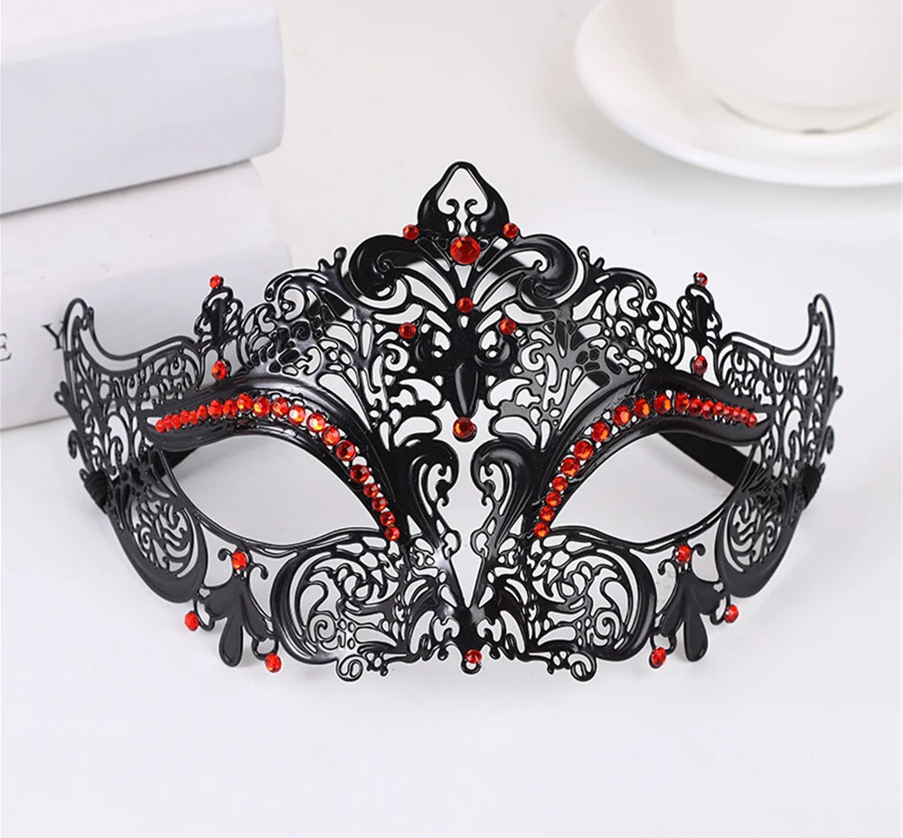 Black Metal Half Face Eye Funny Party Mask for Prom Party Carnival Holiday Masquerade Venetian Costume Cosplay Halloween Mask