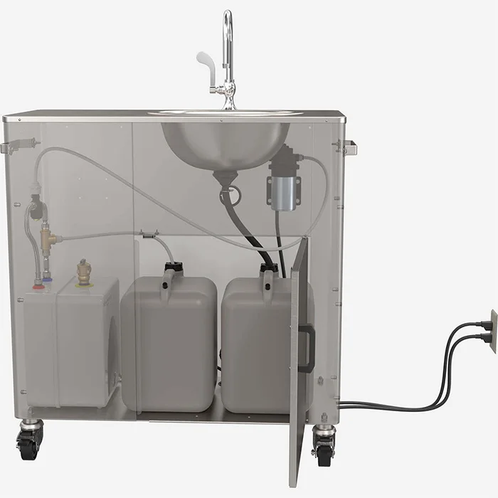 PUJIA PJHS-01 no plumbing hookup electric portable hand wash sink with mini water heater and pump