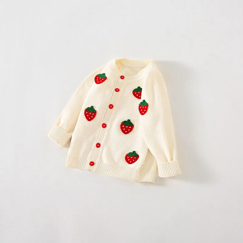 Lovely Sweet Baby Clothes Sweater girls clothes Cotton Spring Autumn Girl Sweater Girl cardigan Unisex with Fruit Pattern