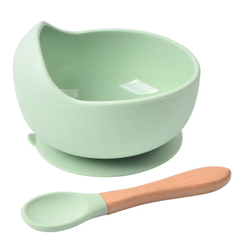 Kids Safe Non-toxic Food Grade Silicone Feeding Bowl Set Cute With Spoon For Baby