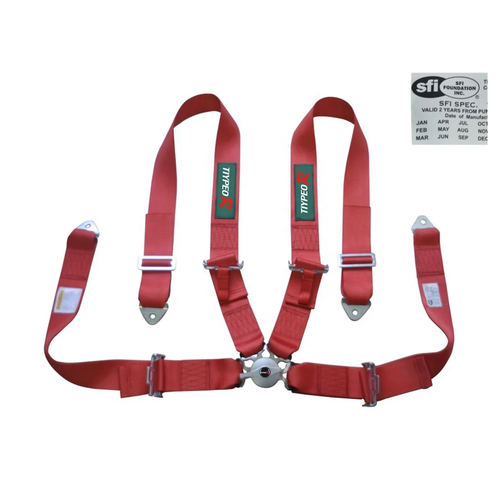 100% polyester 16.1 approved 3-inch 4-point seat belt aluminum buckle racing harness