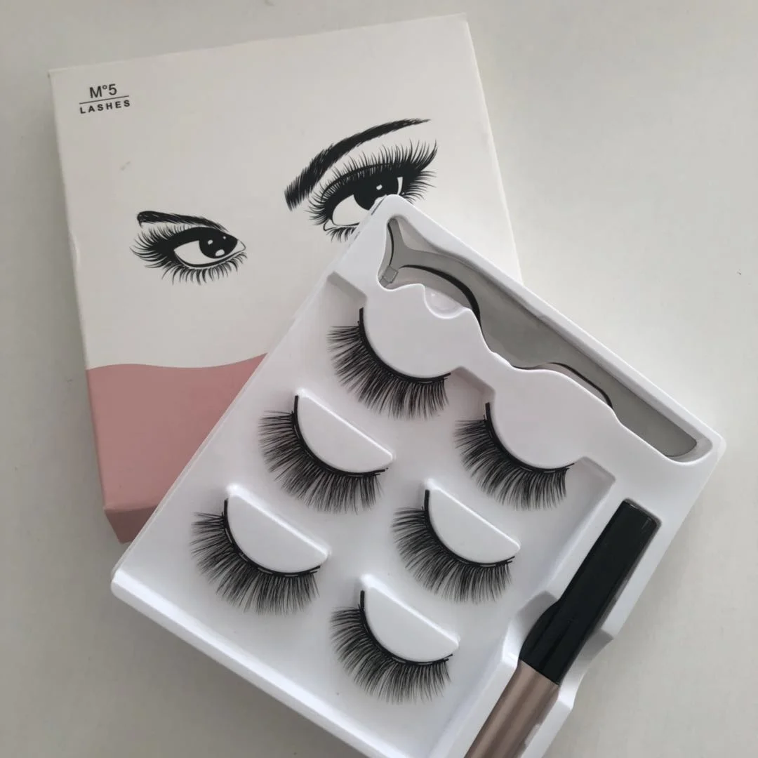 Magnetic eyelash vendors 5 magnetic 3D mink lashes wholesale  eyelashes and  Magic eyeliner  custom magnetic eyelash