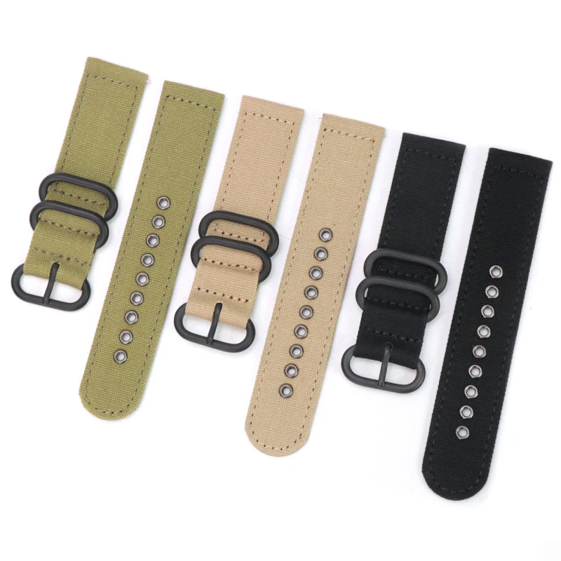 Durable cotton fabric watch straps quick release canvas watch bands with metal eyes on the holes