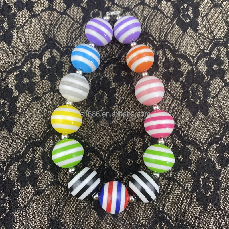 20mm Colorful stripe resin bubblegum beads for pens jewelry making necklace keychain chunky round loose beads wholesale
