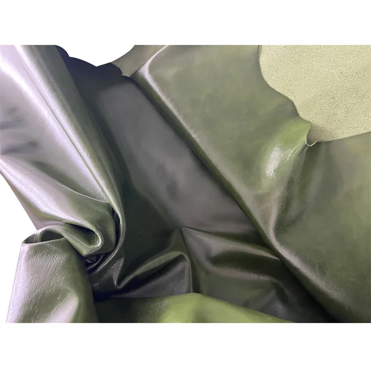 Oiled wax green crazy horse leather cow skin 1.1-1.3mm thickness for making bags