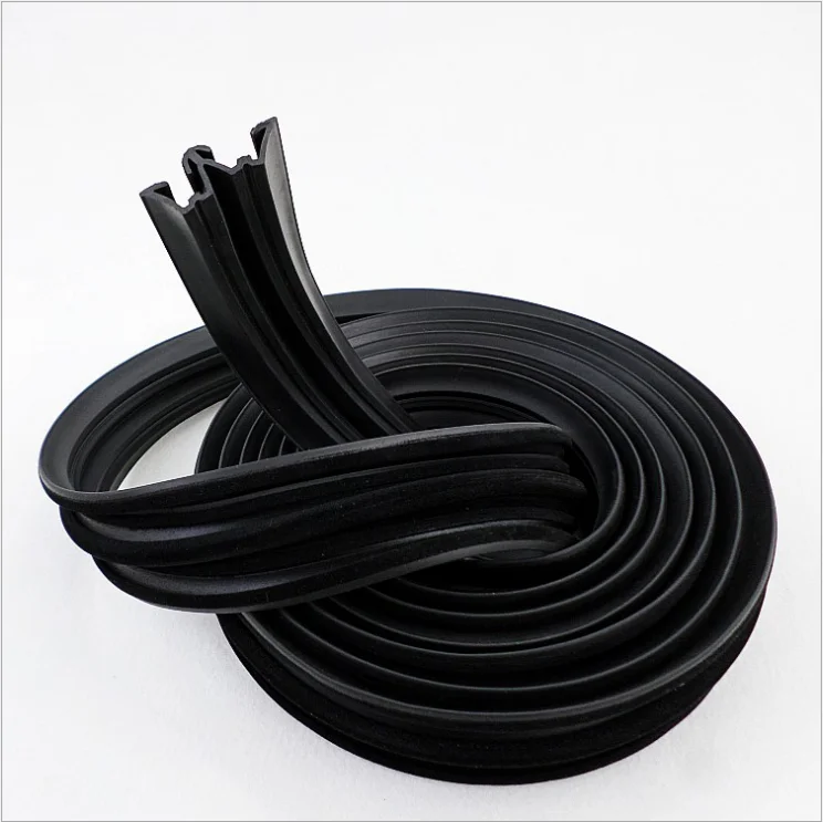 windshield waterproof  W shape  window glass channel weather stripping EPDM rubber flocked extruded sealing strip