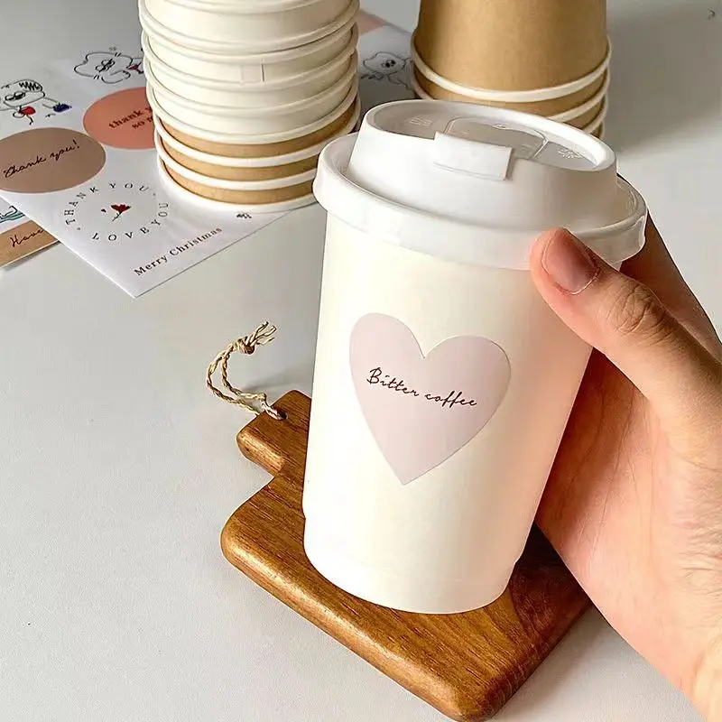 Disposable Biodegradable Food Grade Takeout Drinkware 12Oz Cup With Lid 250Ml For Drink Coffee Soup